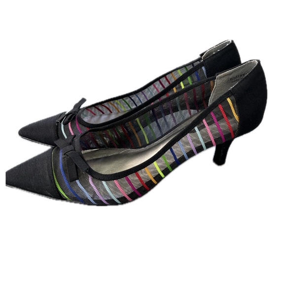 J.Renee Point Toe Rainbow Buffey JJ Mesh Kitten Heel - Picture 1 of 6